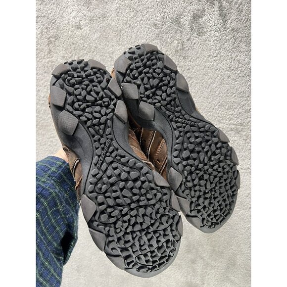 Men's Skechers 7.5 Glides Docklands slip on loafers brown leather relaxed fit - Picture 7 of 8